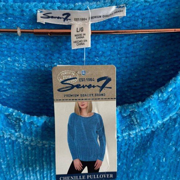 Seven 7 Womens Stylish Chenille Pullover Blue Size Large - Picture 7 of 9